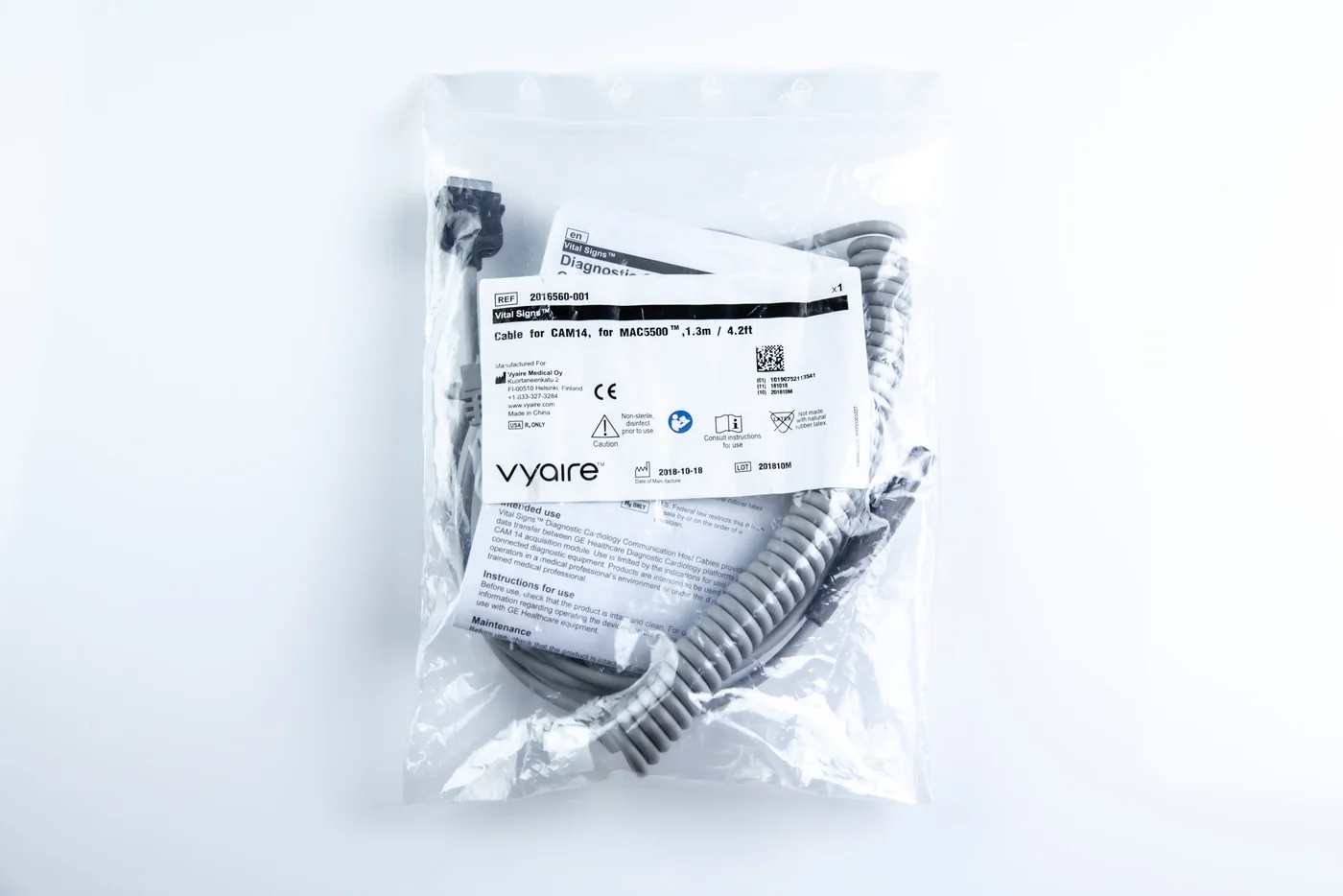 GE CAM14 EKG MAC 5500 5000 1,3 m 2016560-001 Kablo Vital Signs Vyaire Cihazı | Medikal Parça Getir