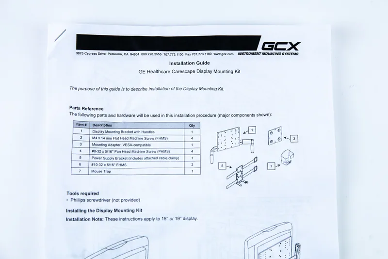 GE GCX-0008-15B Montaj CareScape GCX Set — 5. görsel | Medikal Parça Getir